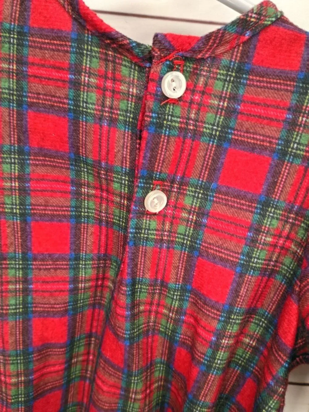 Vintage Laura Dare Toddler Girls Red Plaid Long Sleeve Dress With Lace & Bow Acc